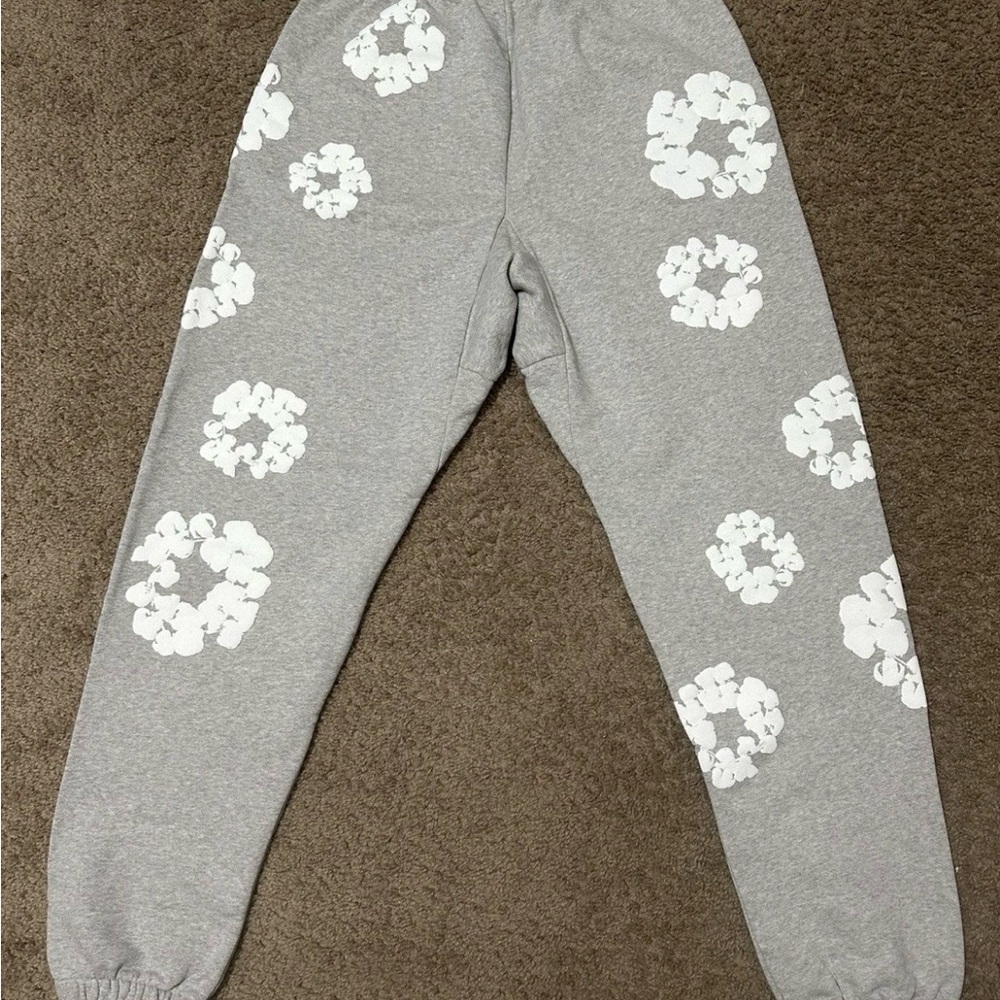 Gray Denim Tear Wreath Sweatpants